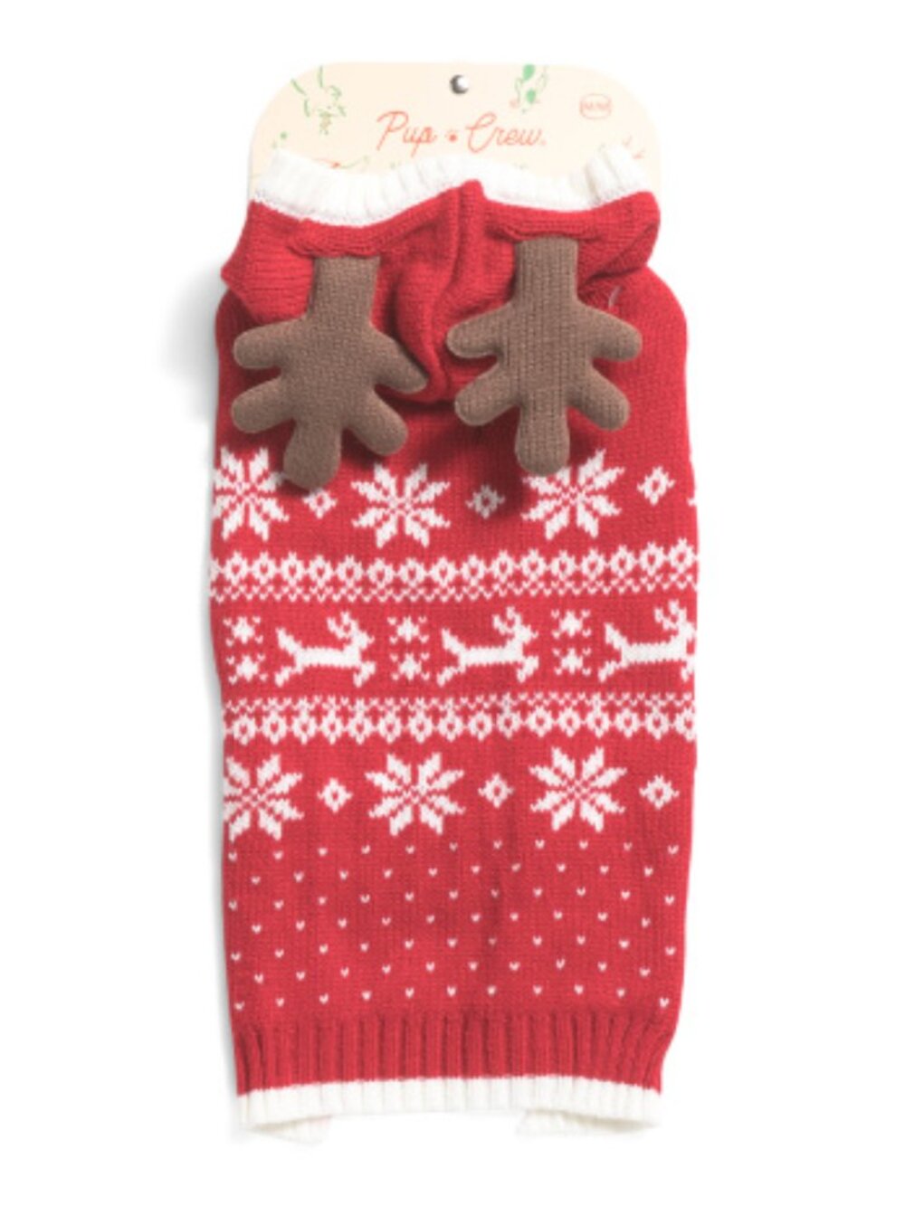 NWT Pup & Crew reindeer fair isle Red pet sweater